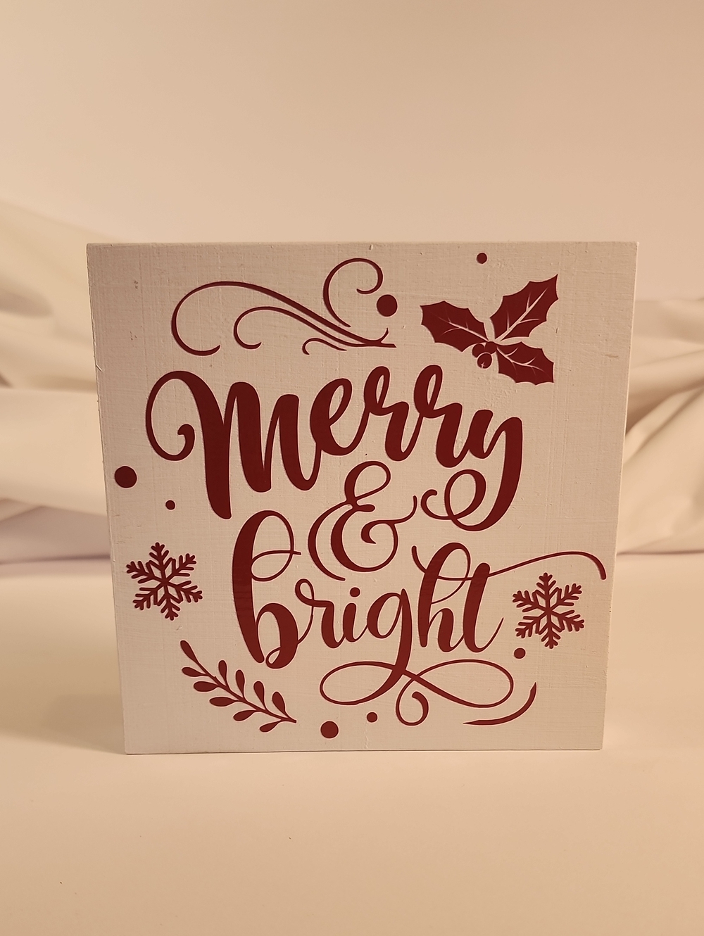 Merry & Bright Red Holiday Decorative Sign